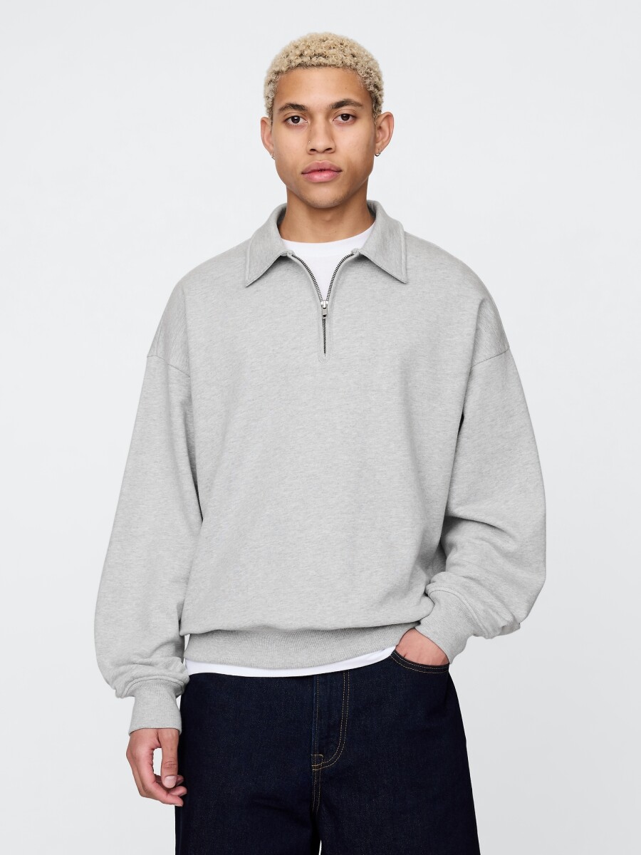 Buzo Deportivo Sin Felpa Medio Cierre Hombre - Light Heather Grey 