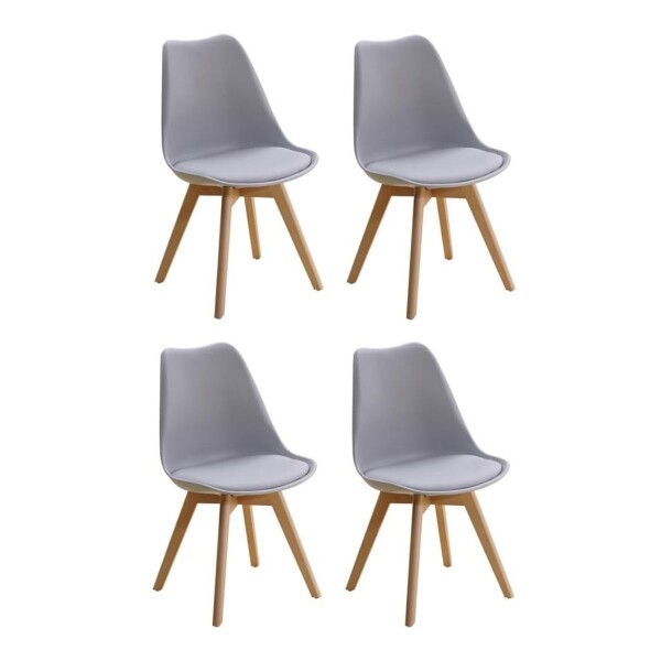 Set de 4 Silla De Comedor Eames Nordica De Madera Nueva Asiento Acolchado Imback Color Gris Set de 4 Silla De Comedor Eames Nordica De Madera Nueva Asiento Acolchado Imback Color Gris