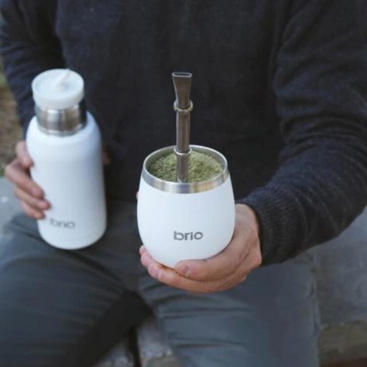 MATE CON TAPA ACERO INOX BLANCO Blanco