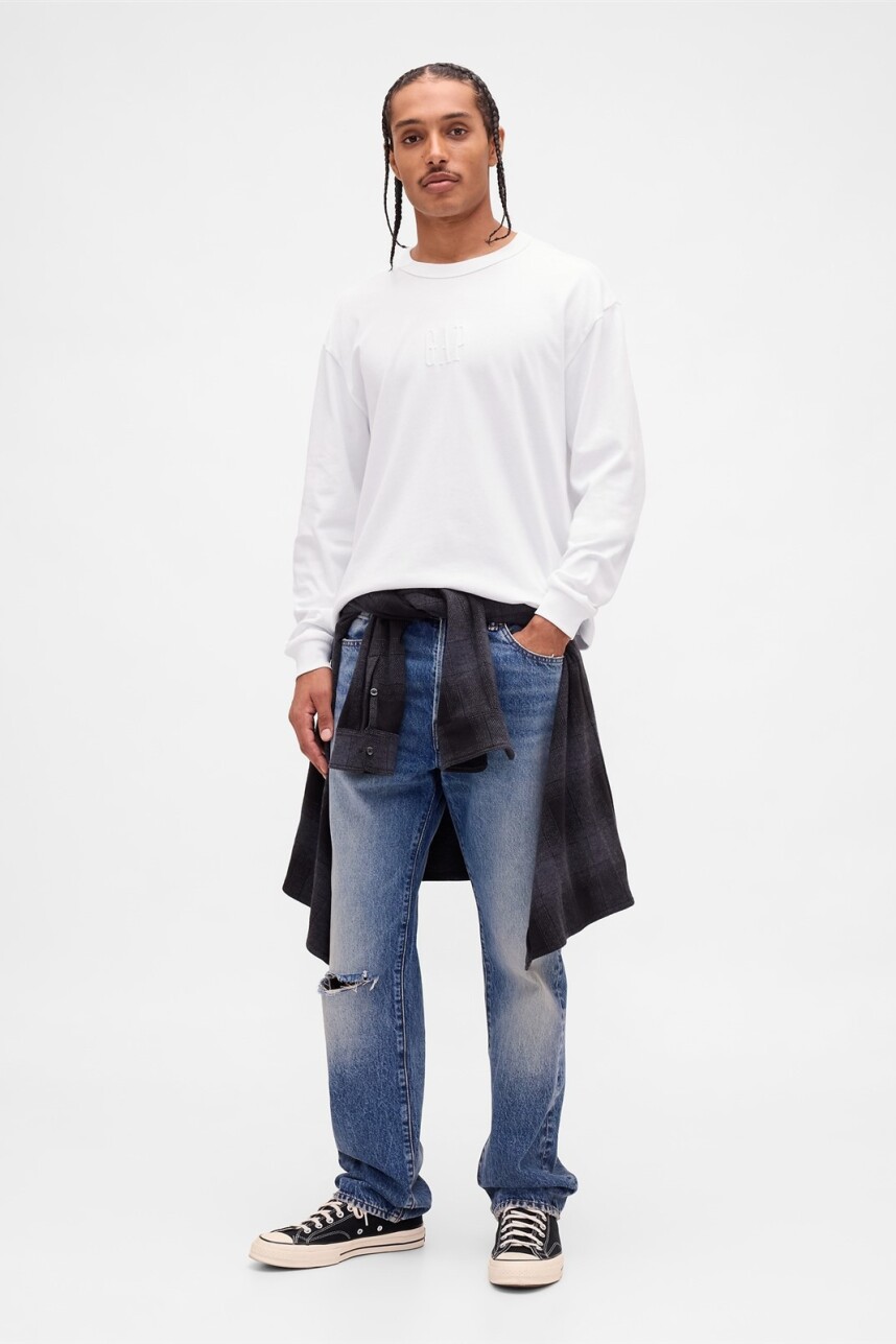 Remera Logo Gap Manga Larga Hombre Optic White V6