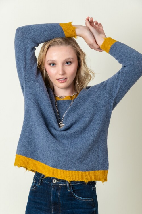 Sweater lana combinado Blue
