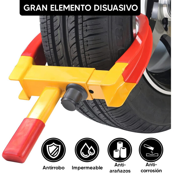 Pack Traba Para Volante Auto + Cepo Traba Rueda PK TRABA VOLANTE CQ-6004 + CEPO RUEDA