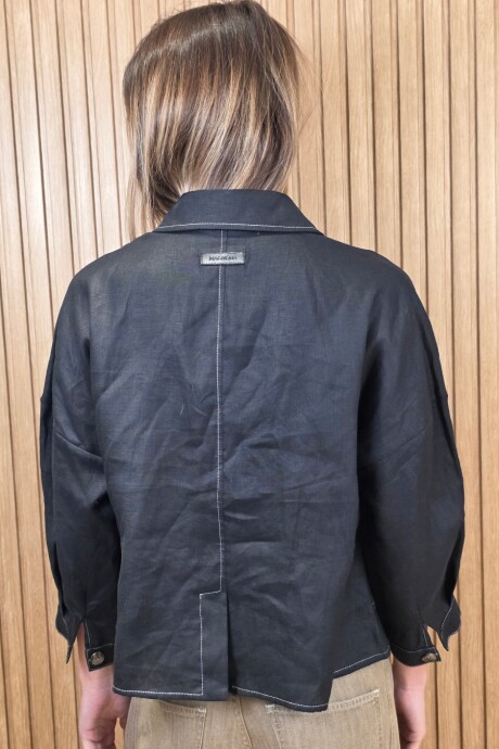 Sobrecamisa Greta Puro lino Negro