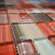 MOSAICO VENECITA VIDRIO CUADRADO 30X30 NARANJA NEGRO RAYADO 000
