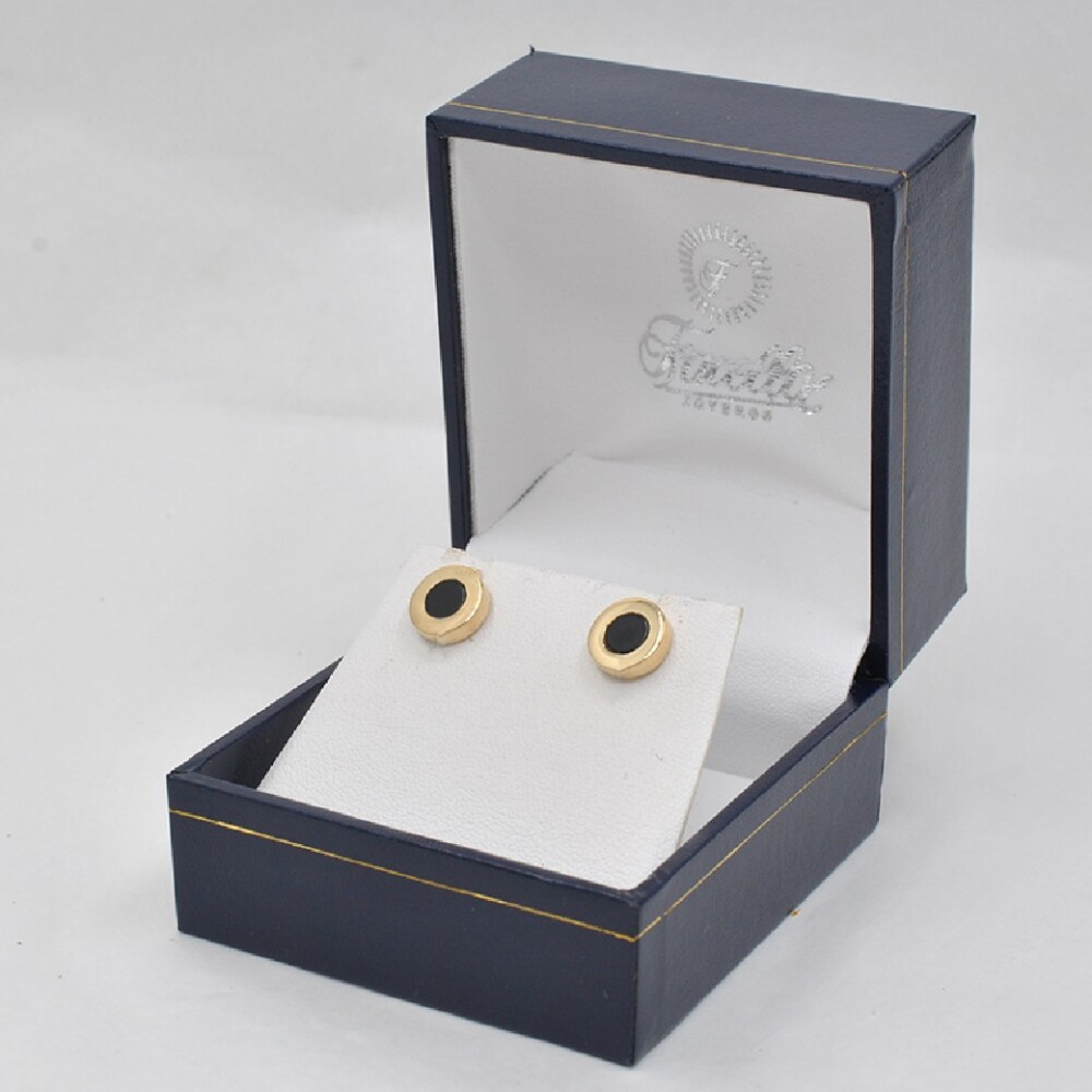 Caravanas En Oro 18K Y Onix Caravanas En Oro 18K Y Onix