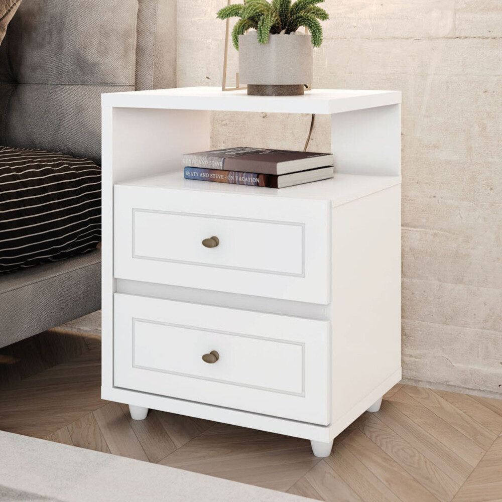 MESA DE LUZ MDF-Y-MDP BLANCO AMERICANO II