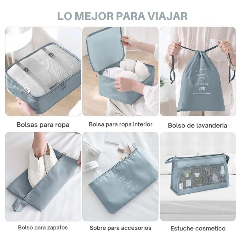 Set Organizador Valija Viaje Almacenamiento Equipaje X9 Unid Rosa