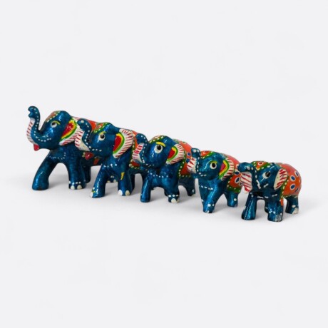 Familia De Elefantes x5 Celeste