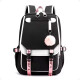 Mochila Estilo Coreano Kawaii Impermeable Notebook y USB Negro