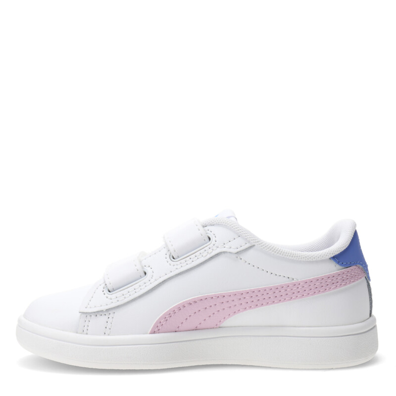 Championes Infantiles Puma Smash 3.0 Leather Blanco - Rosa - Violeta Lavanda