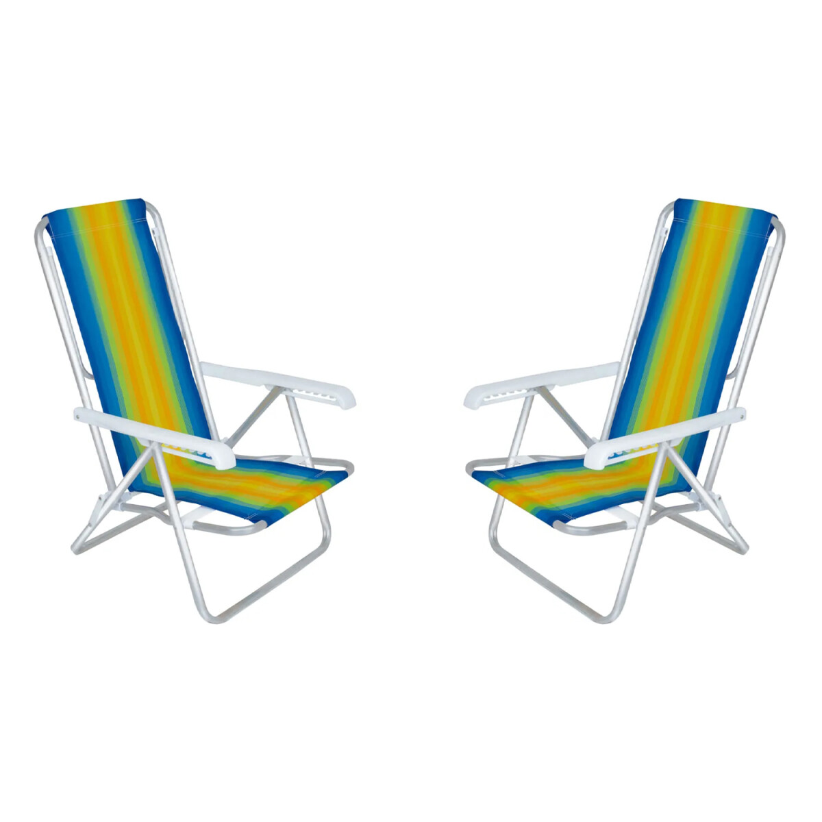 Set X2 Reposeras Sillas Playa Reclinables 8 Posiciones Alum - Azul/amarillo 