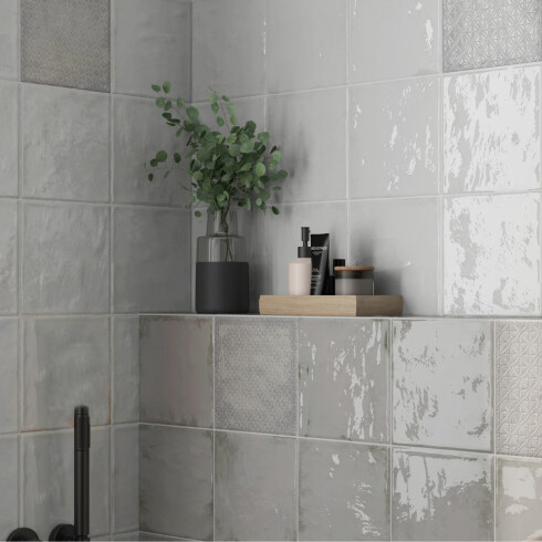 PORCELANATO RAIN 22X22 CM CUADRADO BRILLO BLANCO PULIDO GAMAS DE BLANCO
