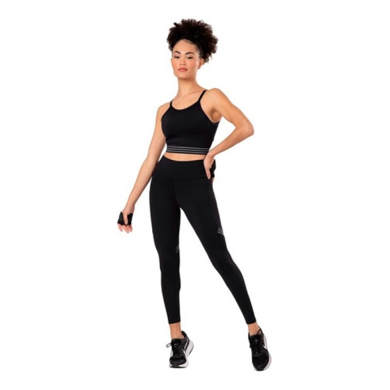 Top deportivo para Mujer Graphene Negro con Rayas Top deportivo para Mujer Graphene Negro con Rayas