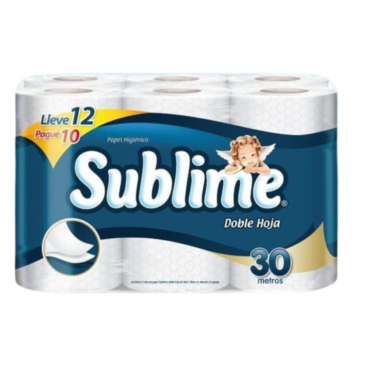 PAPEL HIGIENICO SUBLIME DOBLE HOJA 30 MT 12 ROLLOS 