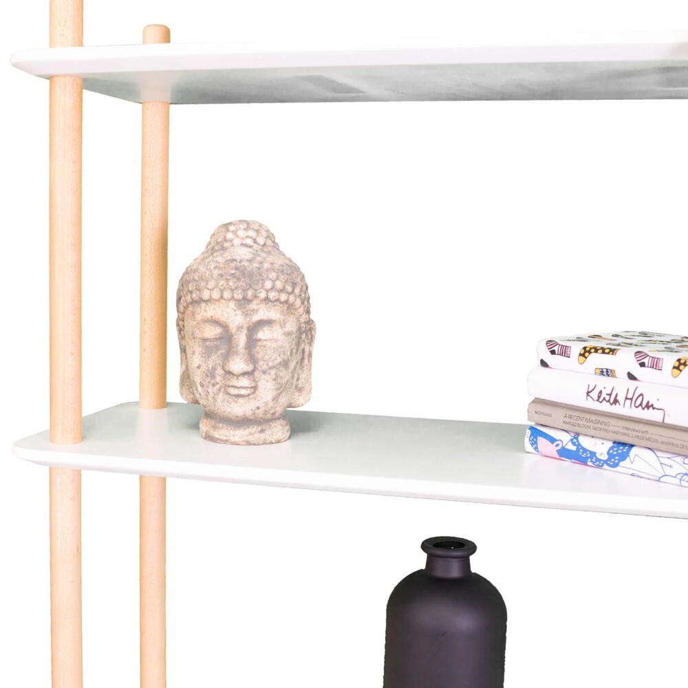 BIBLIOTECA SOFT MDF-Y-MADERA BLANCO 4 ESTANTES