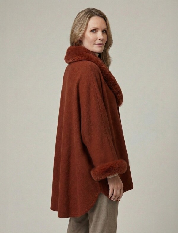 Ruana Faux Fur TERRACOTA