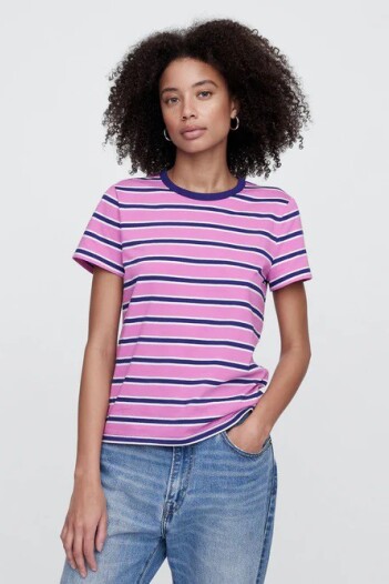 Remera A Rayas Cuello Redondo Mujer Budding Lilac