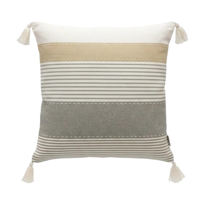 COJIN CUAD GRIS COMB C/BORLAS 40X40CM Unica