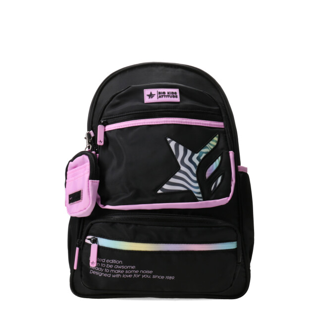 Mochila Footy Big Attitude Negro - Fucsia