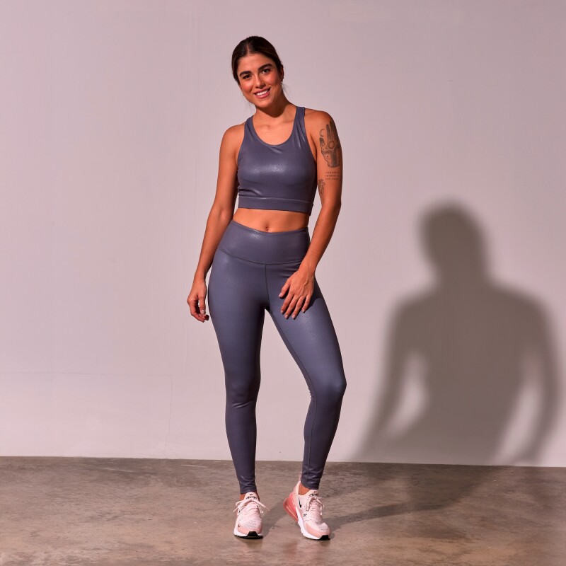 Top Reptil de Mujer Gris