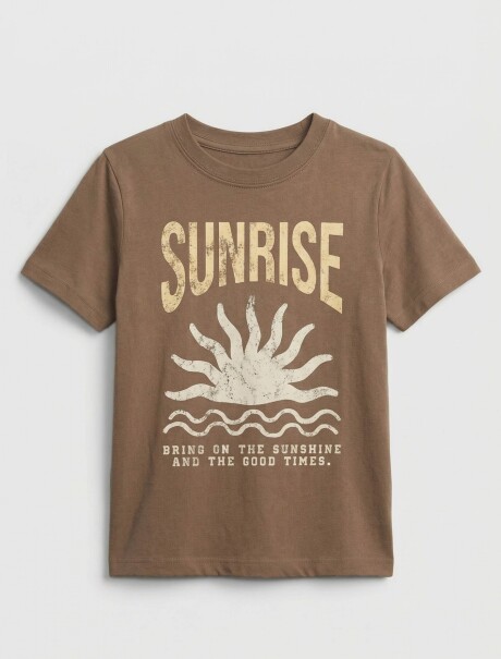 CAMISETA BÁSICA CON ESTAMPA MARRÓN