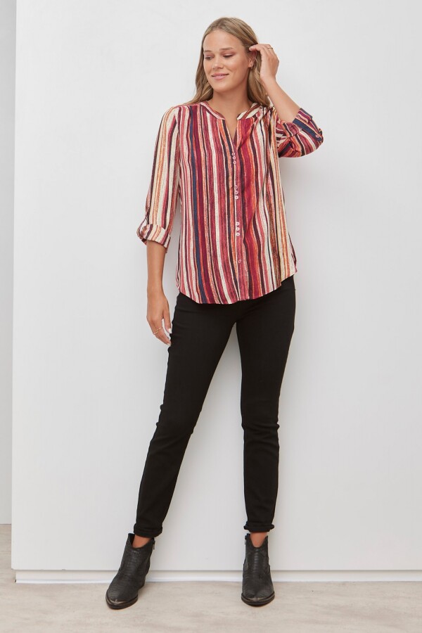 Camisa Gasa Print MULTI/ROJO