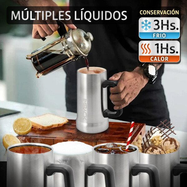Vaso Térmico Jarra de Cerveza de 750 ml Color Plata Vaso Térmico Jarra de Cerveza de 750 ml Color Plata