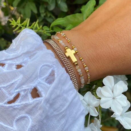 Pulsera CRUZ en acero y piedras naturales Pulsera CRUZ en acero y piedras naturales