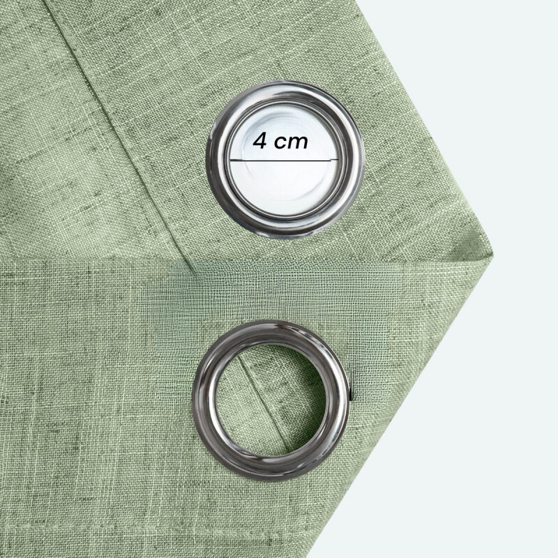 Cortina 2 Paños 106 X160 Cm Textura Lino Verde