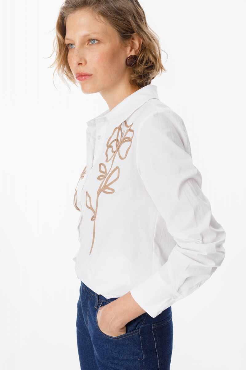 Camisa Petaline Blanco/Vison
