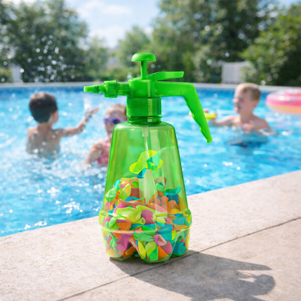 Bombitas De Agua 300 Unidades + Botella De Recarga Color Verde