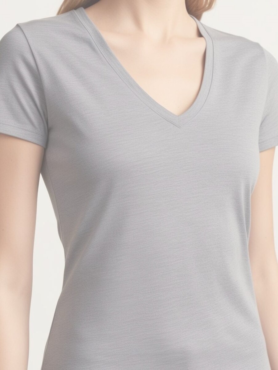 Remera escote v dama - Gris 