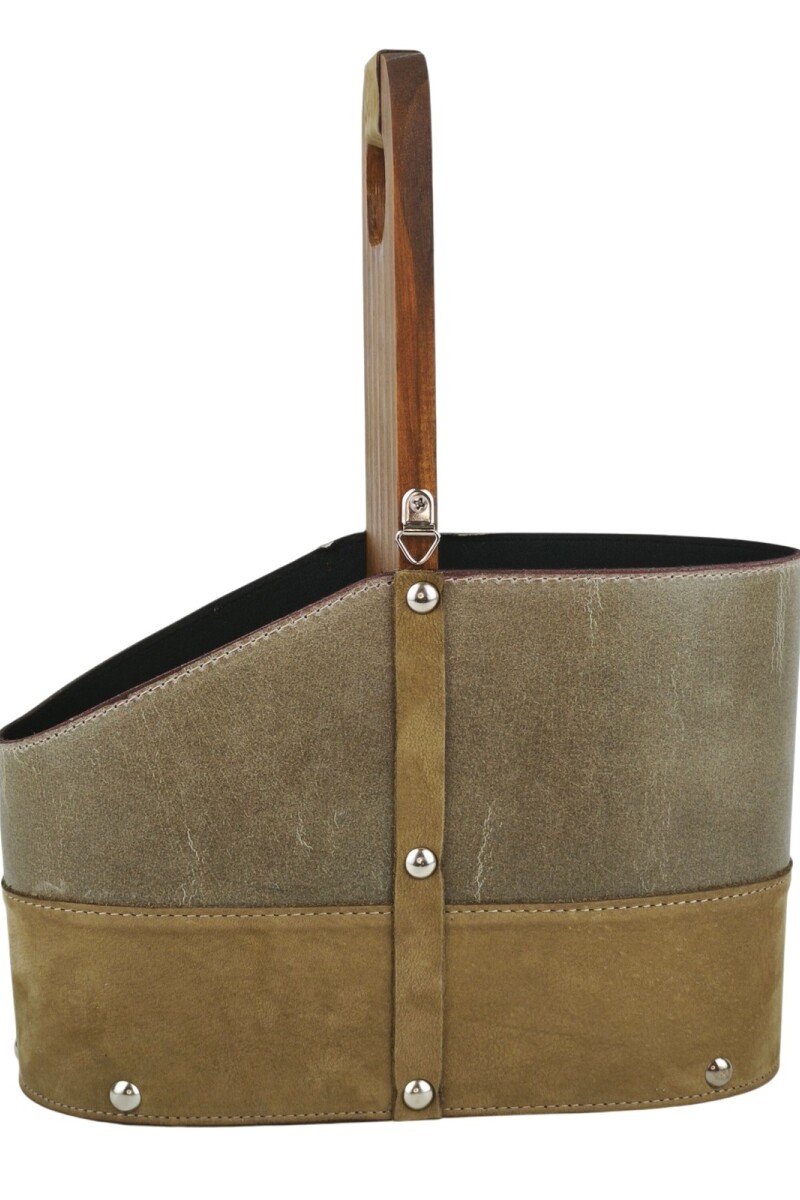 Matera de Cuero Vacuno Legítimo con Estructura Integral de Madera Verde claro