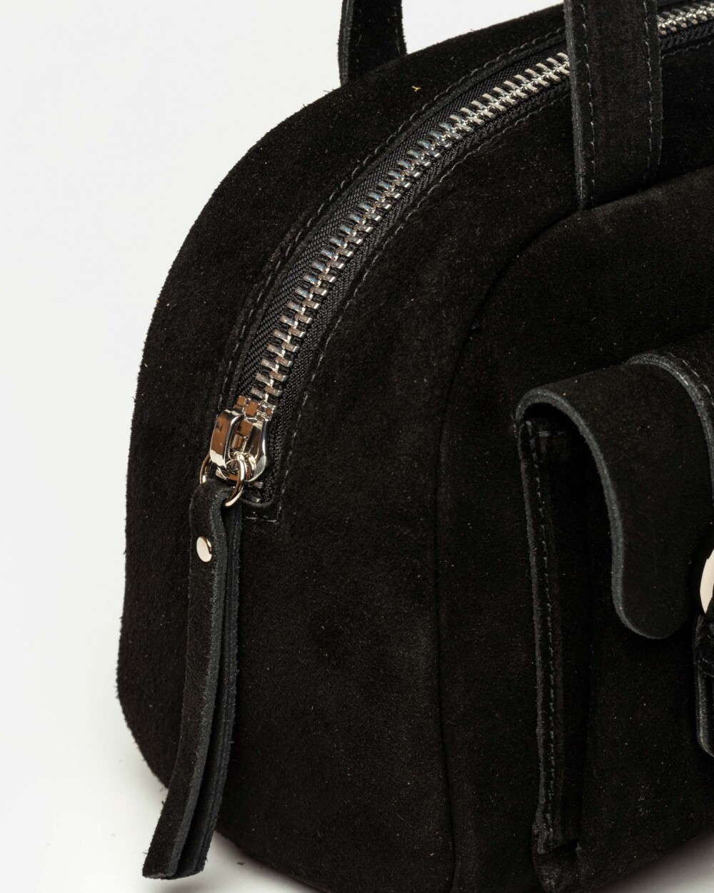 Cartera al hombro Indie en cuero gamuza Negro