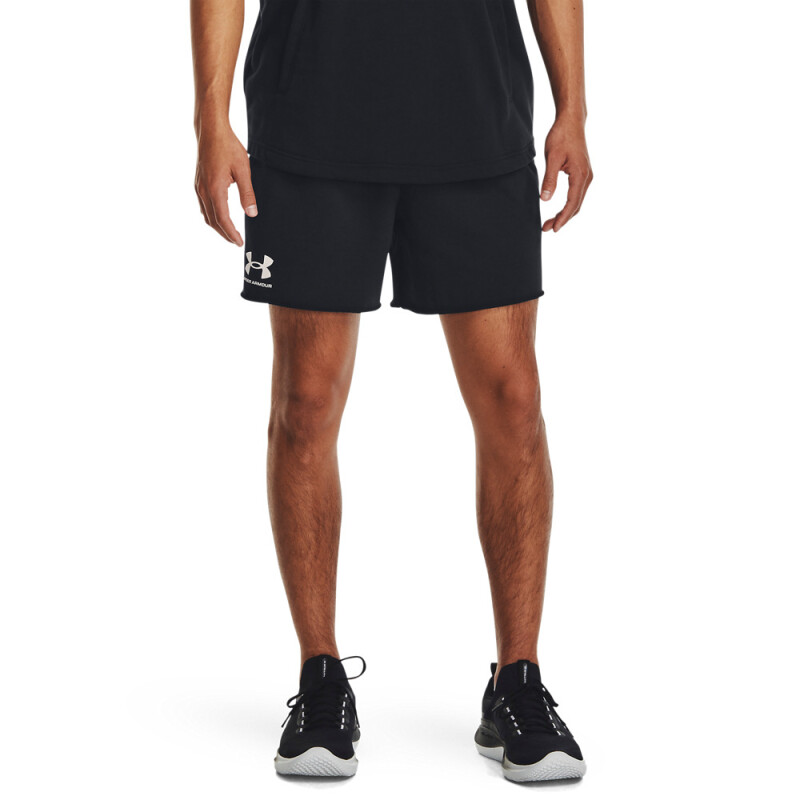 UA Rival Terry 6in Short-GRY BLK-001