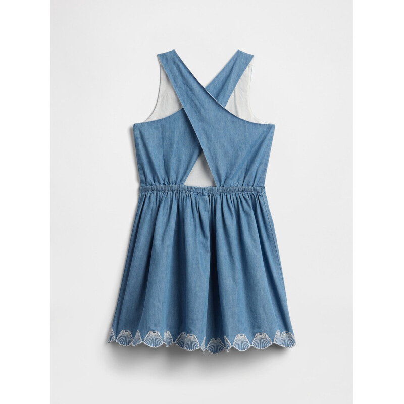 V-W CROSS BACK DRESS BLUE CHAMBRAY