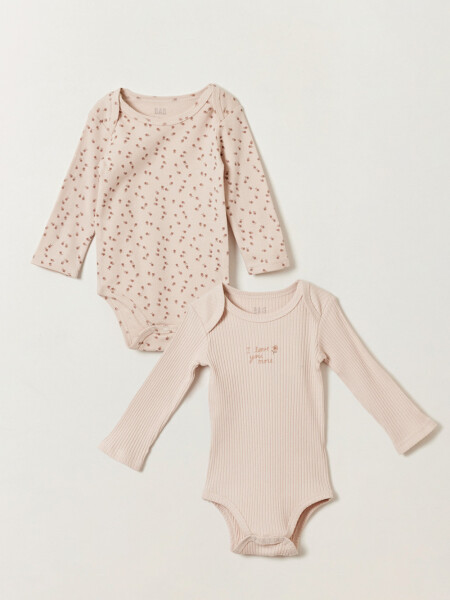 Pack x2 body botones laterales Flores Beige