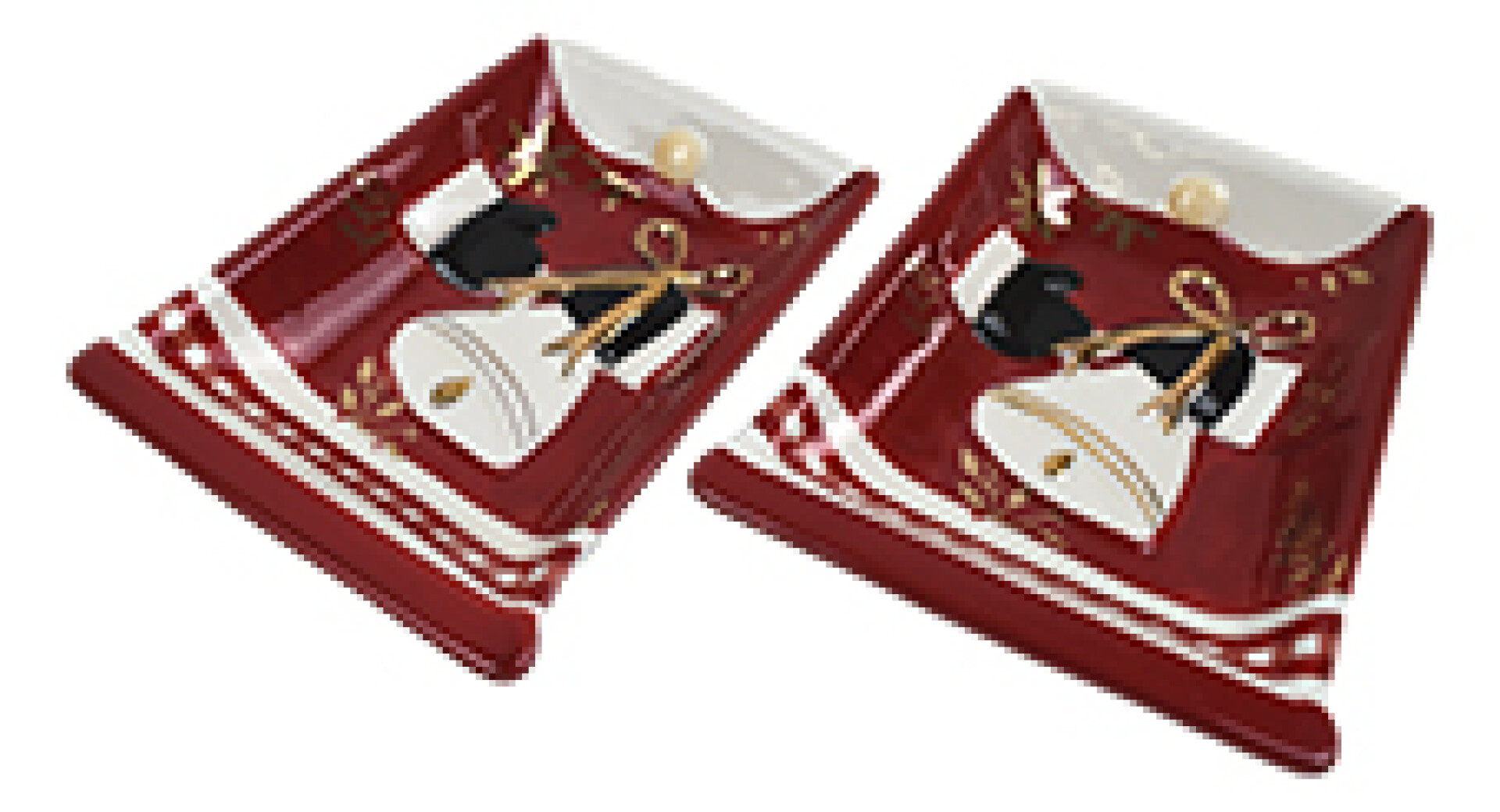 PLATO X1 CERAMICA NAVIDEÑO 16.5X12X3CM CAMPANA BCO/ROJO 