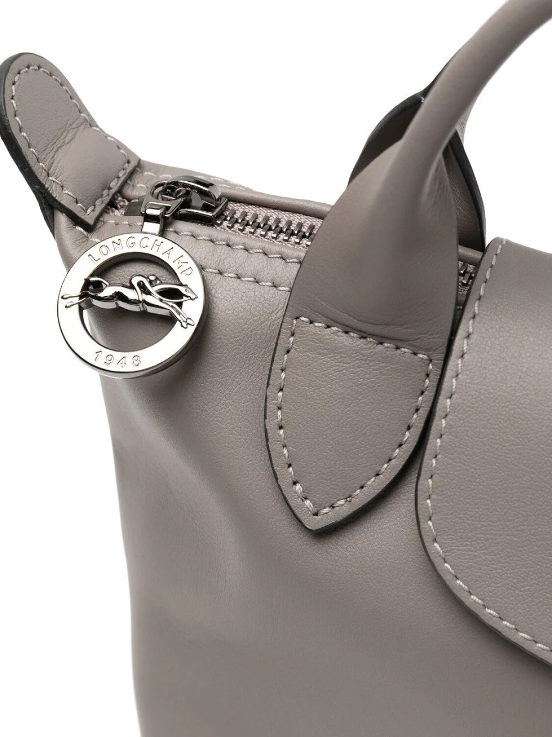 Longchamp -Cartera mini de cuero, Le pliage Xtra Gris