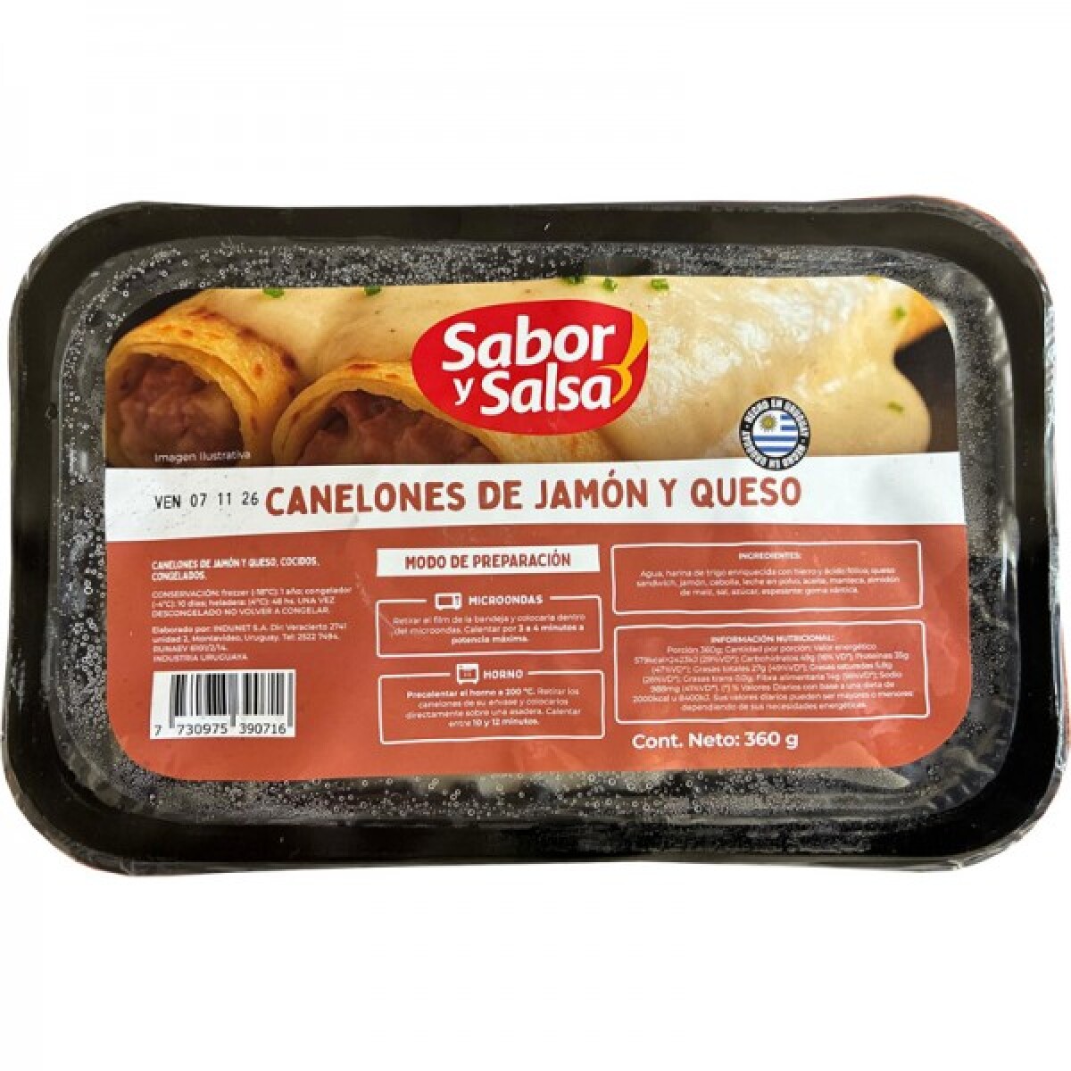 CANELONES DE JAMON Y QUESO 360 G 