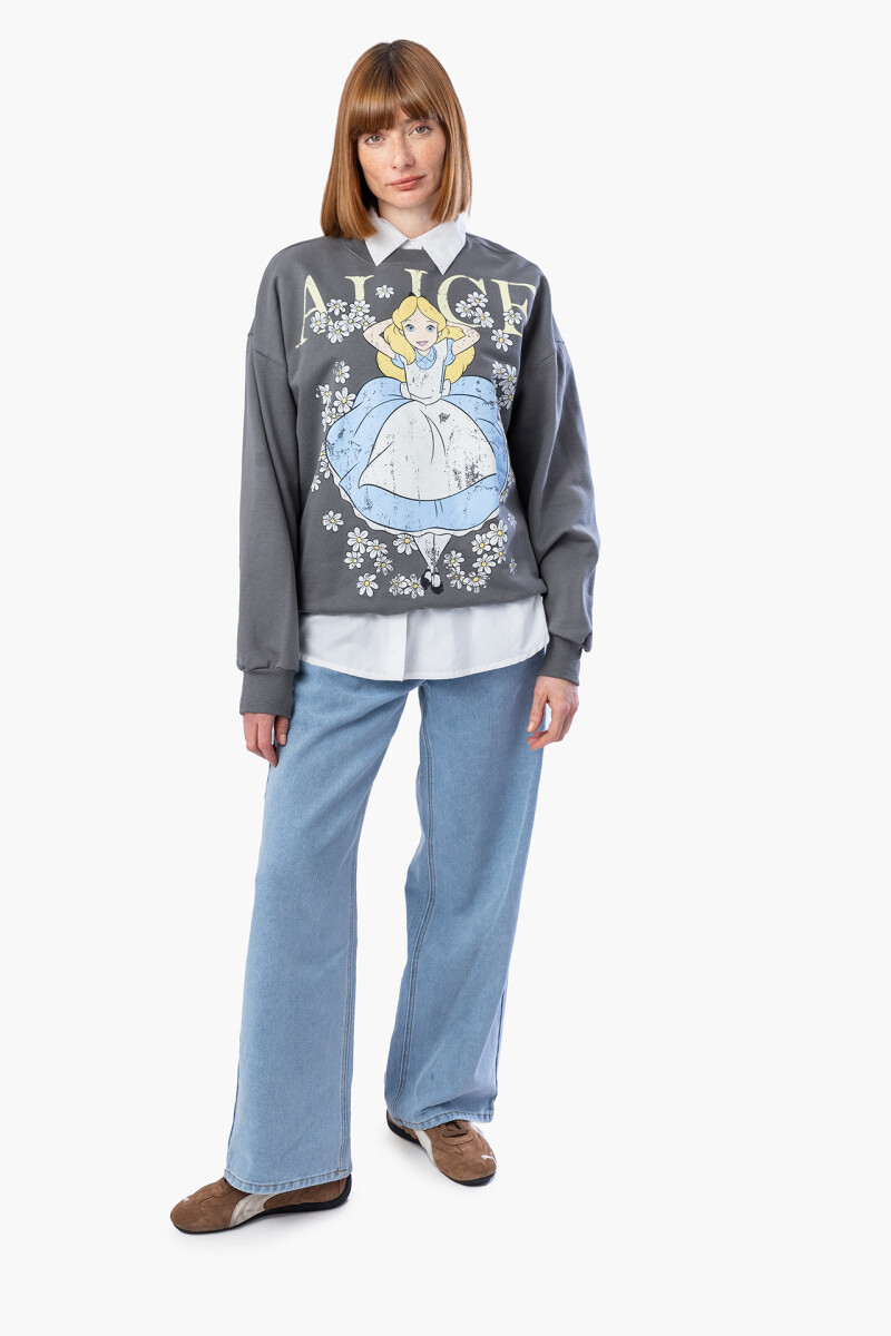 BUZO ALICE ON FLOWERS - GRIS OSCURO 