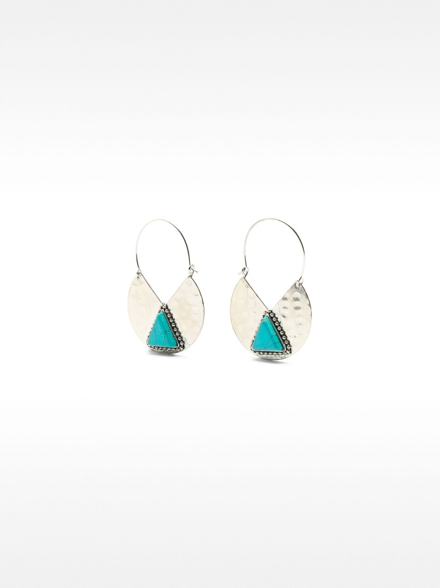Aros De Piedra Triangular - azul 