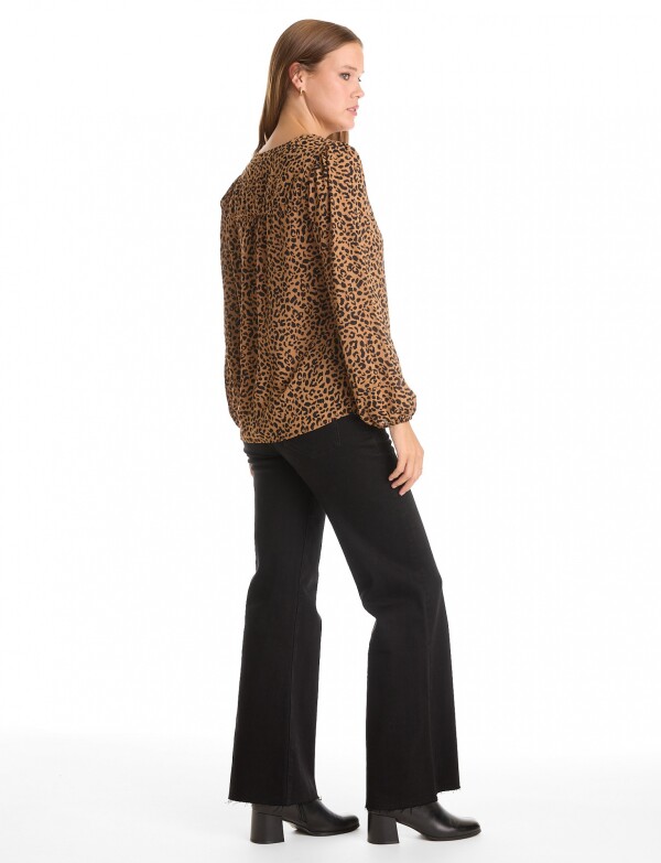 Blusa Zip NEGRO/TOSTADO