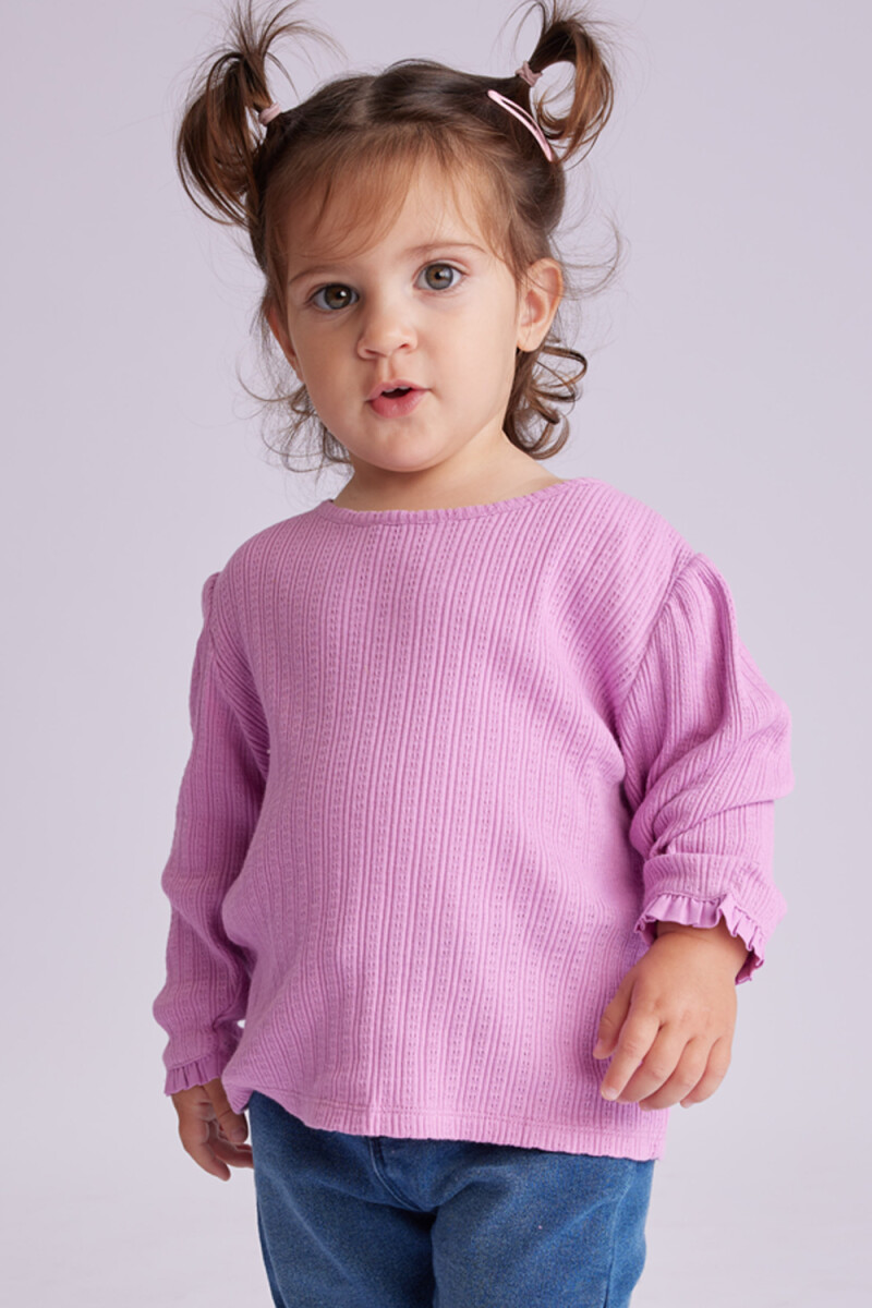 Remera manga larg rib - Peonia 