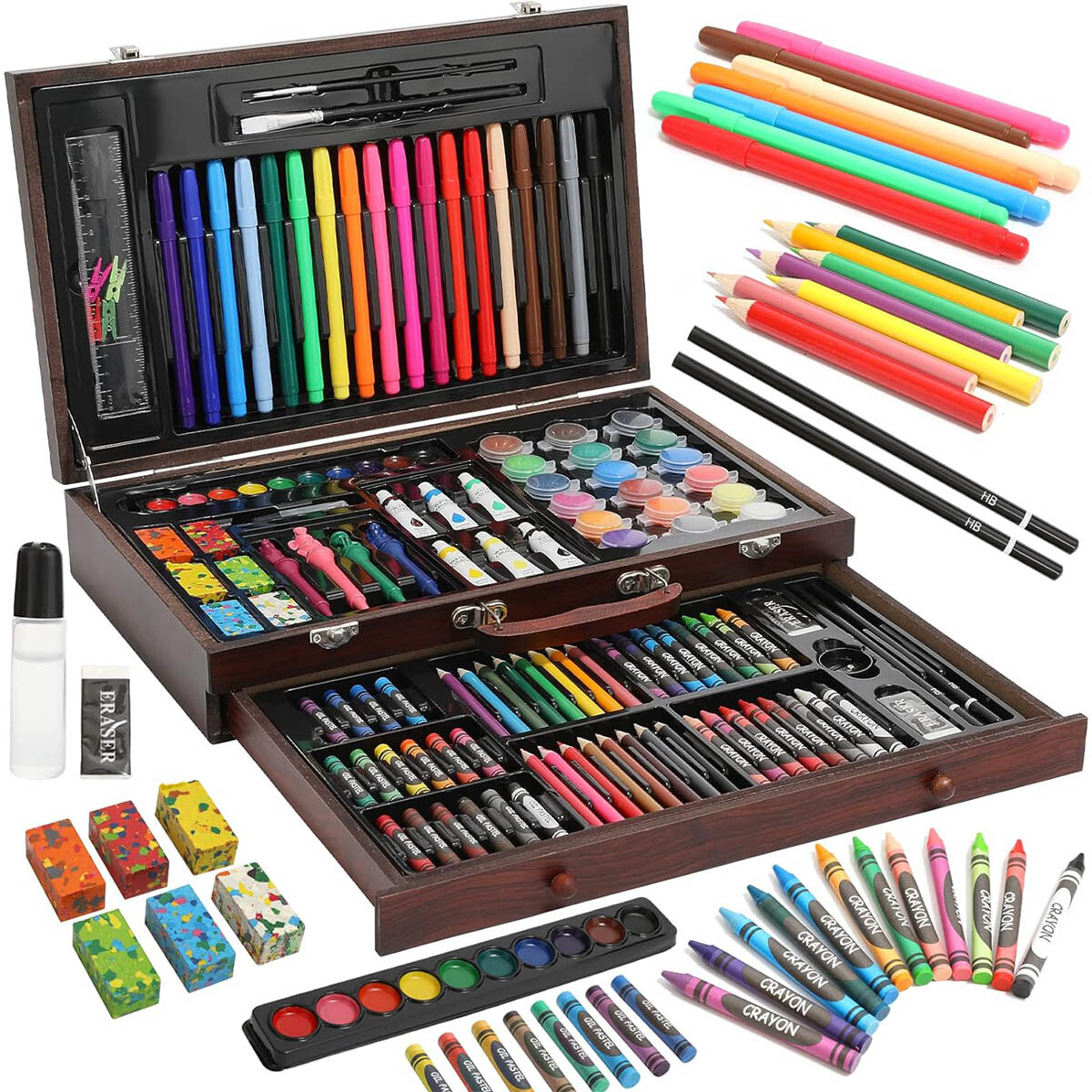 Set Arte Madera 123p Dibujo Valija Escolar Marcador - Esc002002 