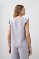 Blusa de lino con vivo metálico gris melange