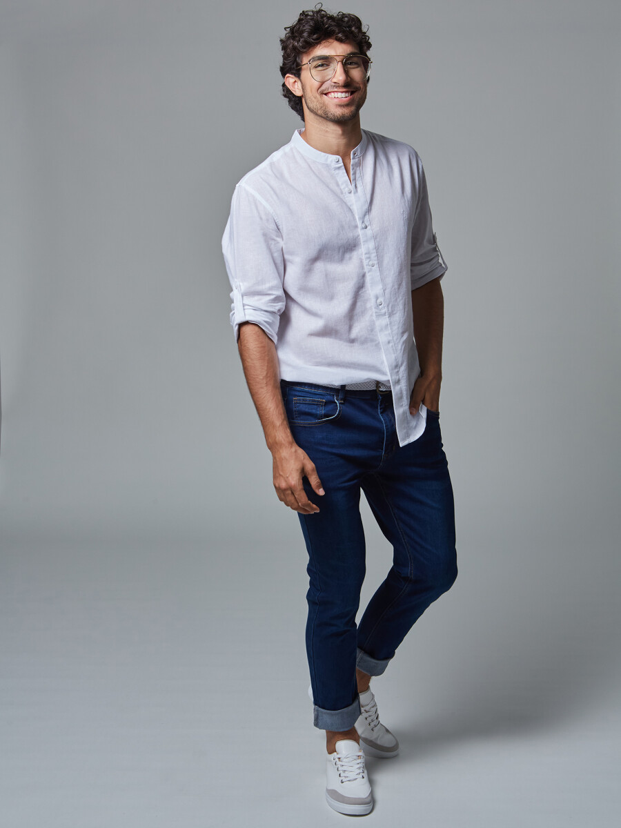 Camisa m/c lino lisa - blanco 