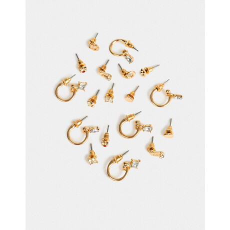 Set De Aros Dorados Con Strass Dorado