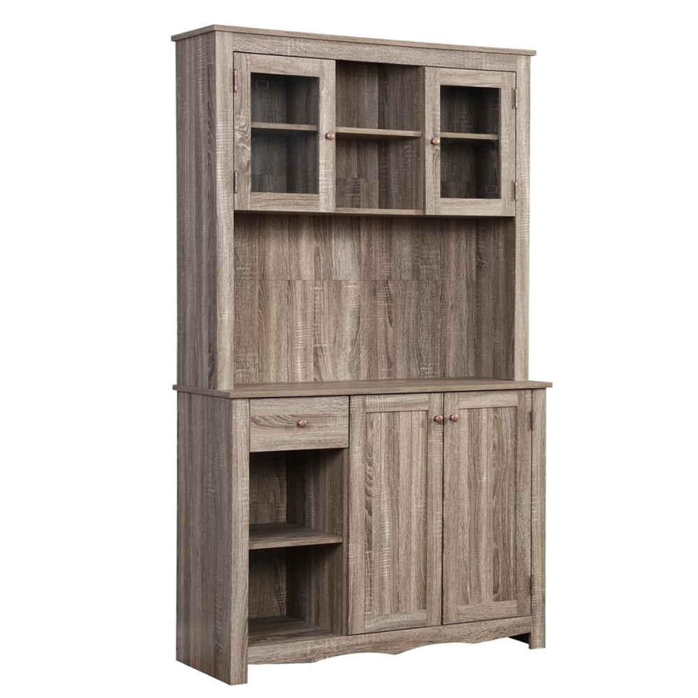 CRISTALERO 4 PUERTAS ARMARIO DE COCINA MODULAR APARADOR ALACENA BUFFET MARRÓN