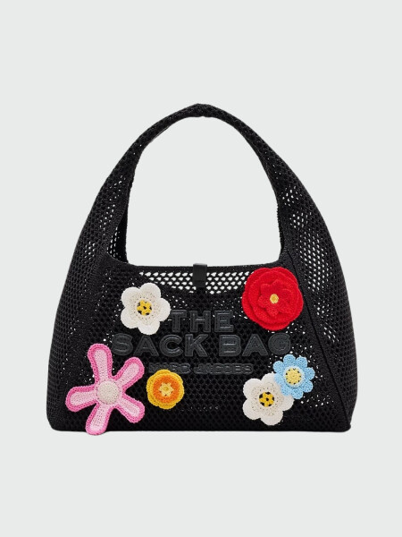 THE DAISY CROCHET MINI SACK BAG Negro Estampado